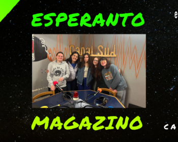 Esperanto-magazino N°346 avec une photo d'Emma, Inès, Héloïse, Sasha et Léa
