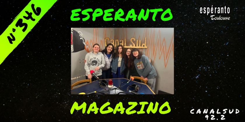 Esperanto-magazino N°346 avec une photo d'Emma, Inès, Héloïse, Sasha et Léa